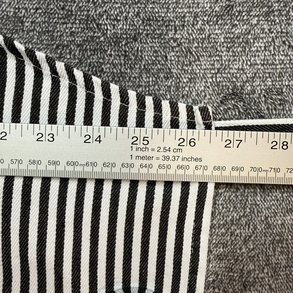 Dean & Deluca Apron Striped Bib Black White Adjustable Cotton Blend Pocket